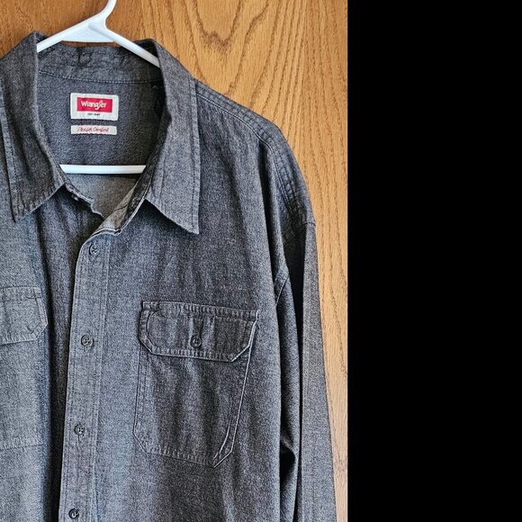 Wrangler Denim Shirt Mens 3XL Flex For Comfort Gray Button Up - Picture 2 of 4
